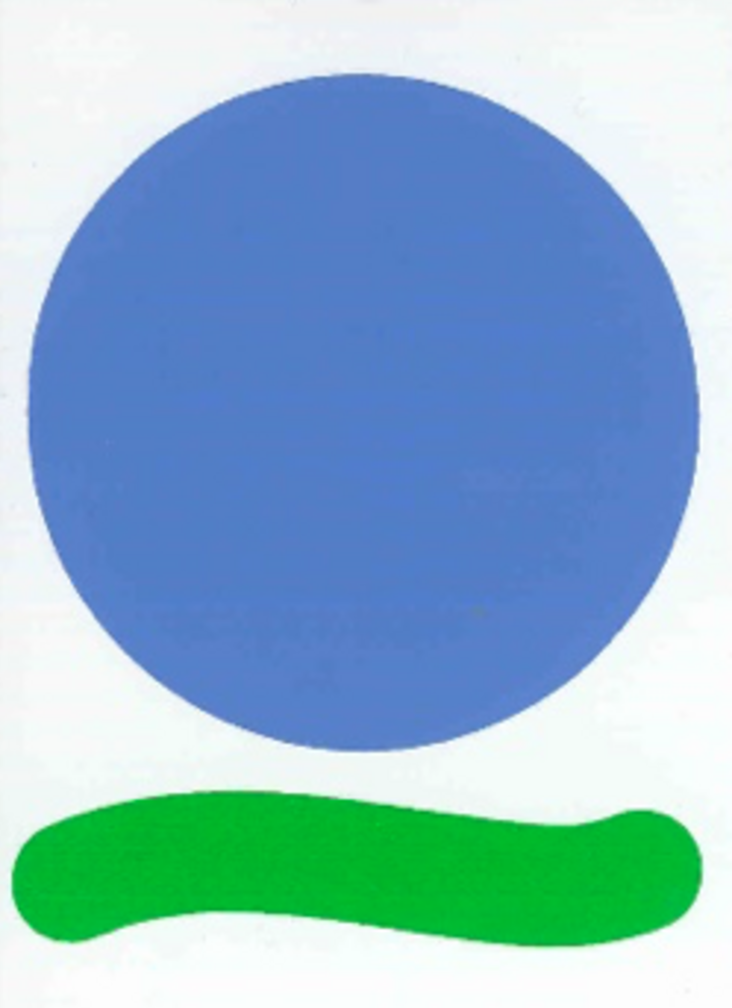 Auf der Darstellung ist ein blauer Punkt über einer geschwungenen grünen Linie zu sehen. Dies ist das Symbol zur Auszeichnung des Hugenotten- und Waldenserpfads.