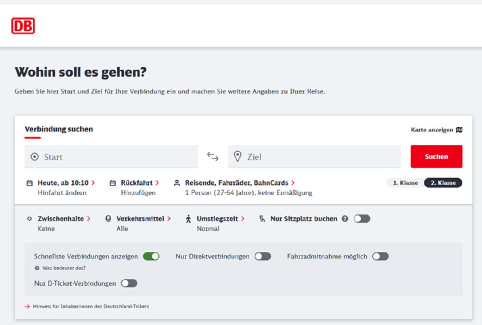 Reiseauskunft Deutsche Bahn