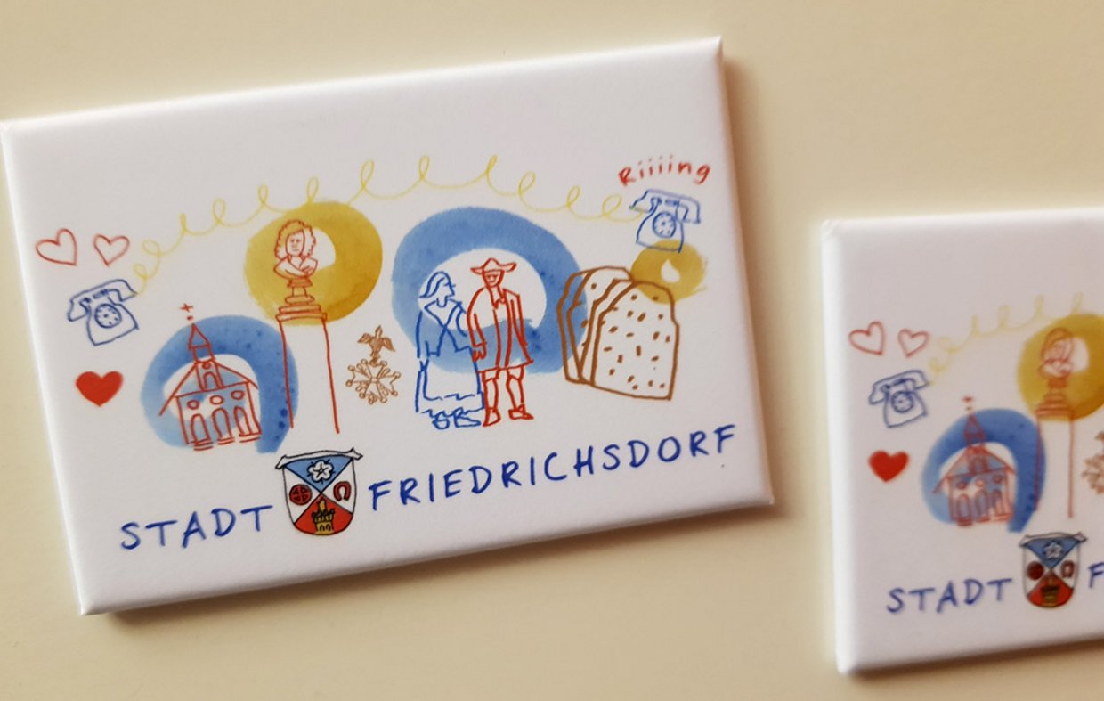 Auf der Darstellung ist ein Kühlschrankmagnet mit einer Comiczeichnung zu sehen.