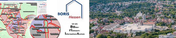 Collage Boris Hessen und Luftbildaufnahme  Friedrichsdorf