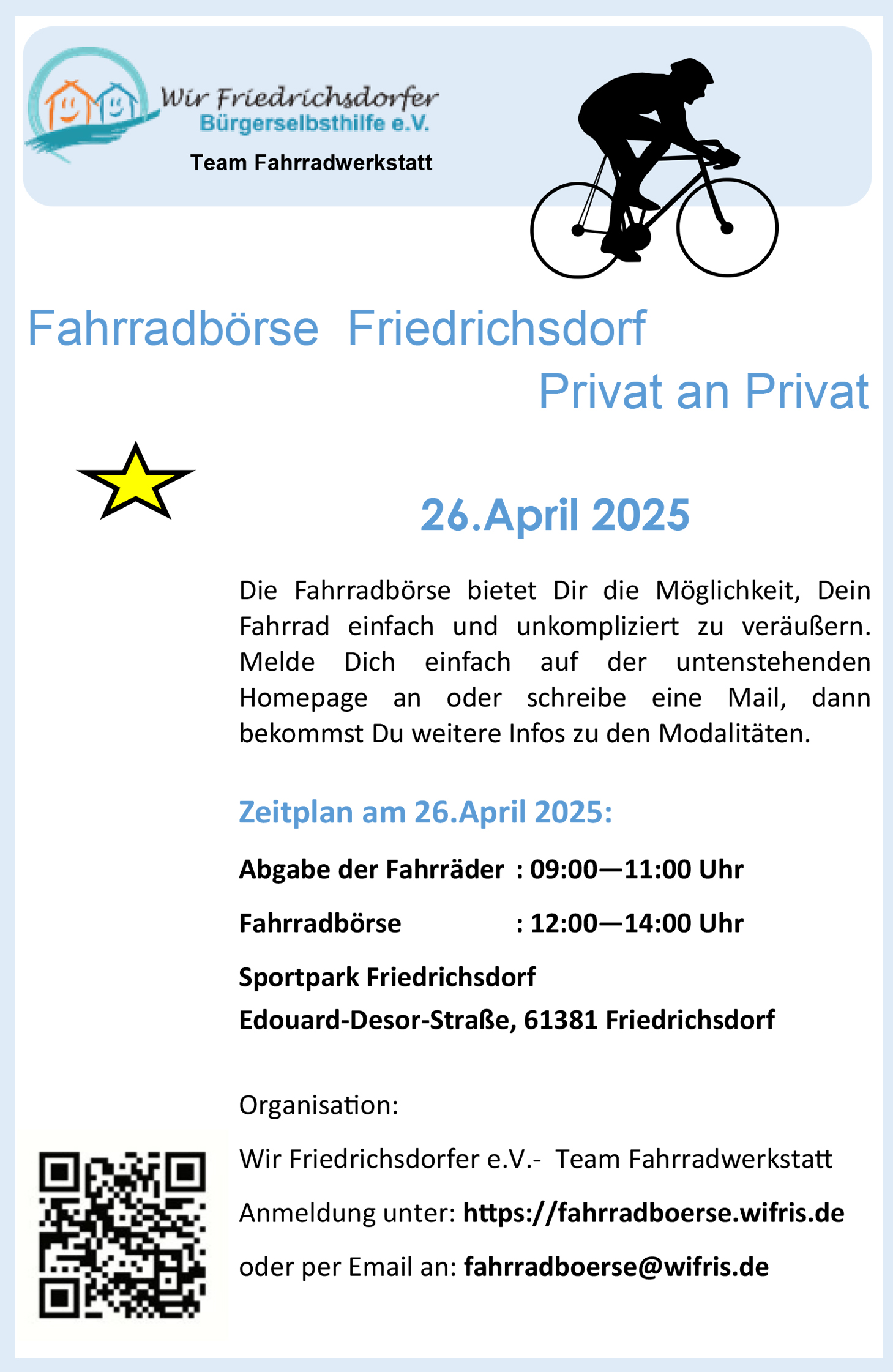 Fahrradbörse am Friedrichsdorfer Fahrradtag am 26. April 2025