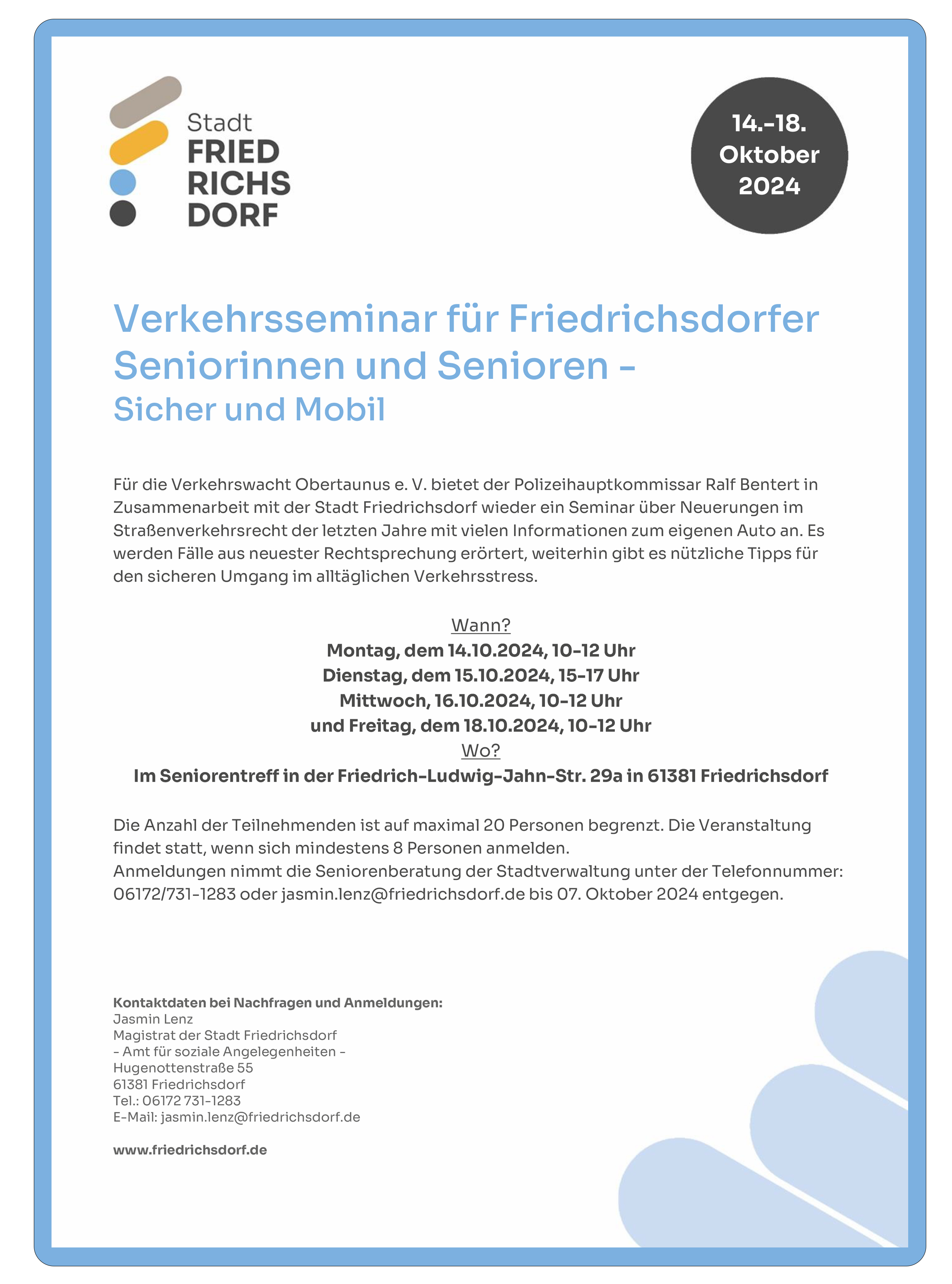 Verkehrsseminar vom 14.-18.10.2024