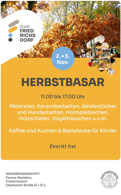 Herbstbasar der Seniorenwerkstatt am 2.+3. November 2024