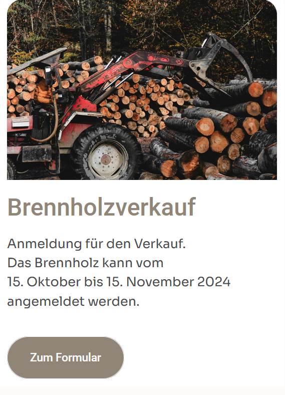 Anmeldung zum Brennholzverkauf Friedrichsdorf vom 15. Oktober bis 15. November