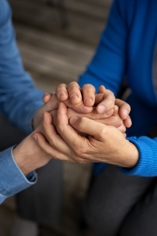 Hände halten sich gegenseitig zur Unterstützung Hände halten sich gegenseitig zur Unterstützung